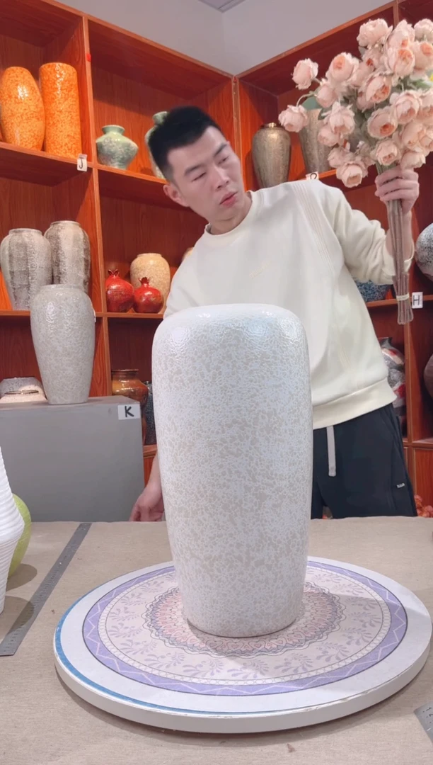 【闪购商品】瓶茶白40cm落地 陶瓷花瓶 无花