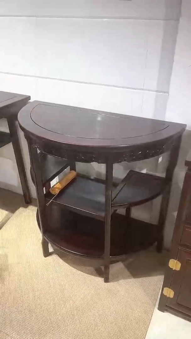 黑酸枝木类成套家具黑酸枝半圆桌长84*深42*80高