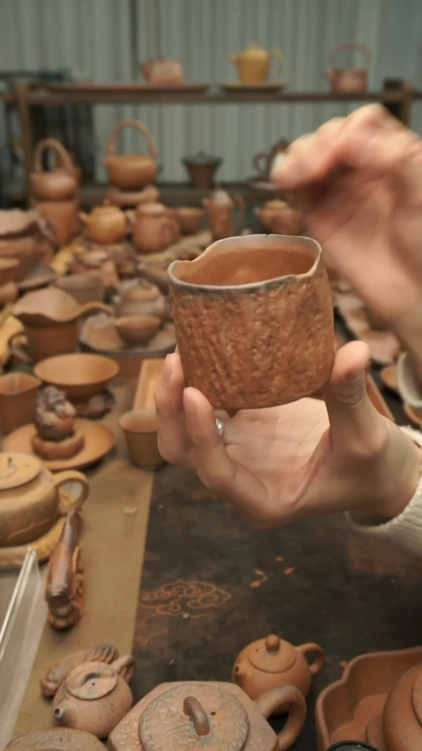 老岩泥原矿料  手捏树桩杯