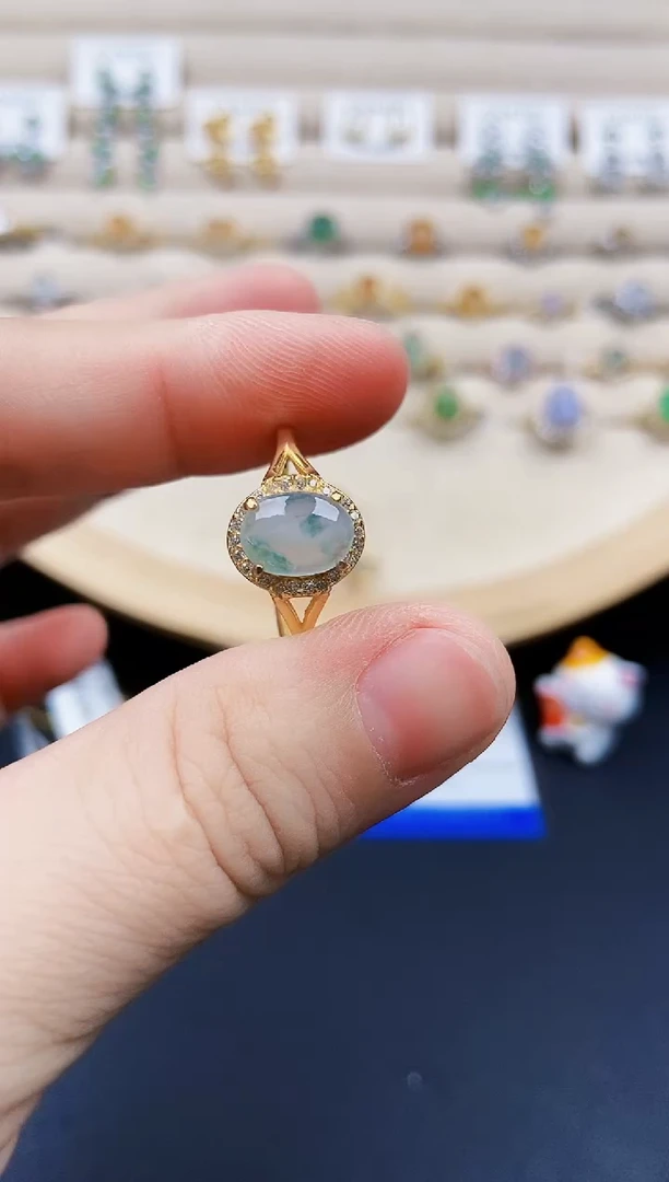 翡翠戒指银S925镶嵌323