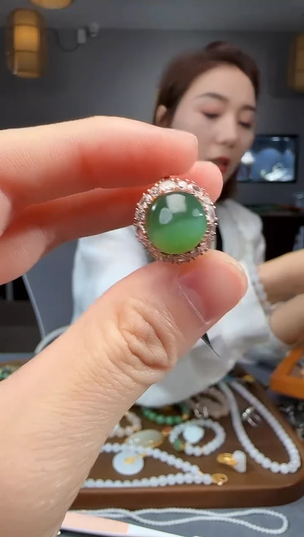 和田玉戒指银S925镶嵌1