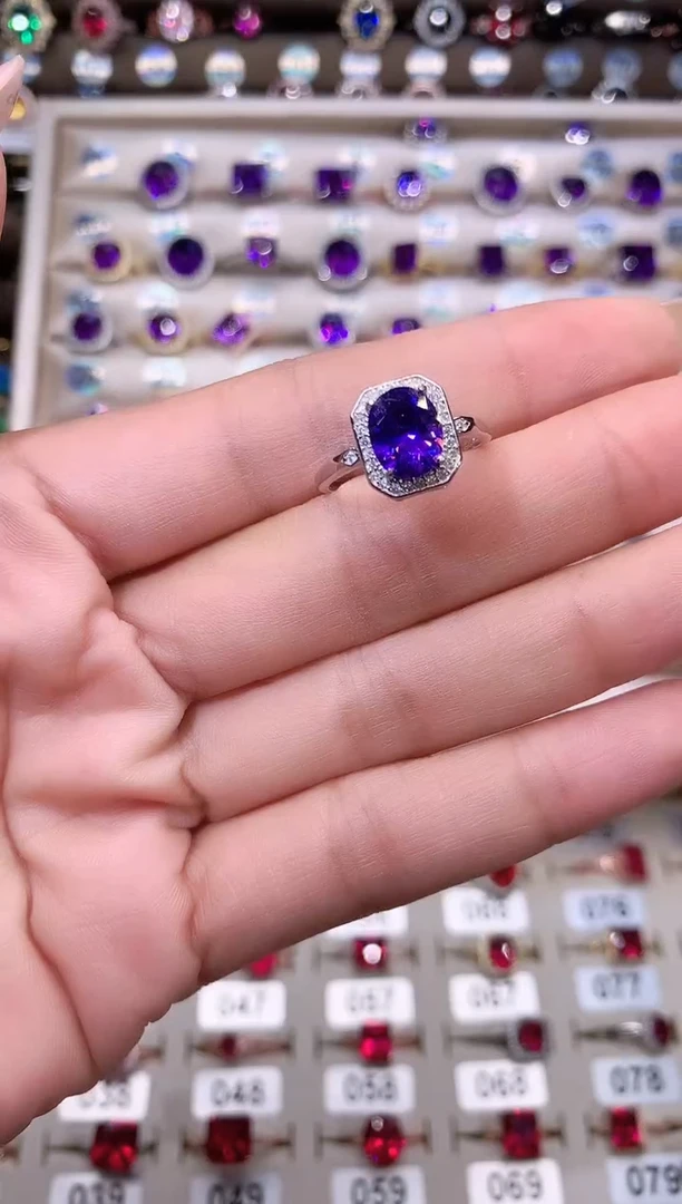 水晶戒指银S925镶嵌79白