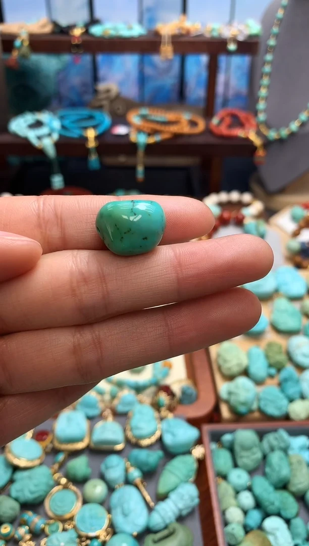 未镶嵌绿松石挂件高瓷网花随形糖豆