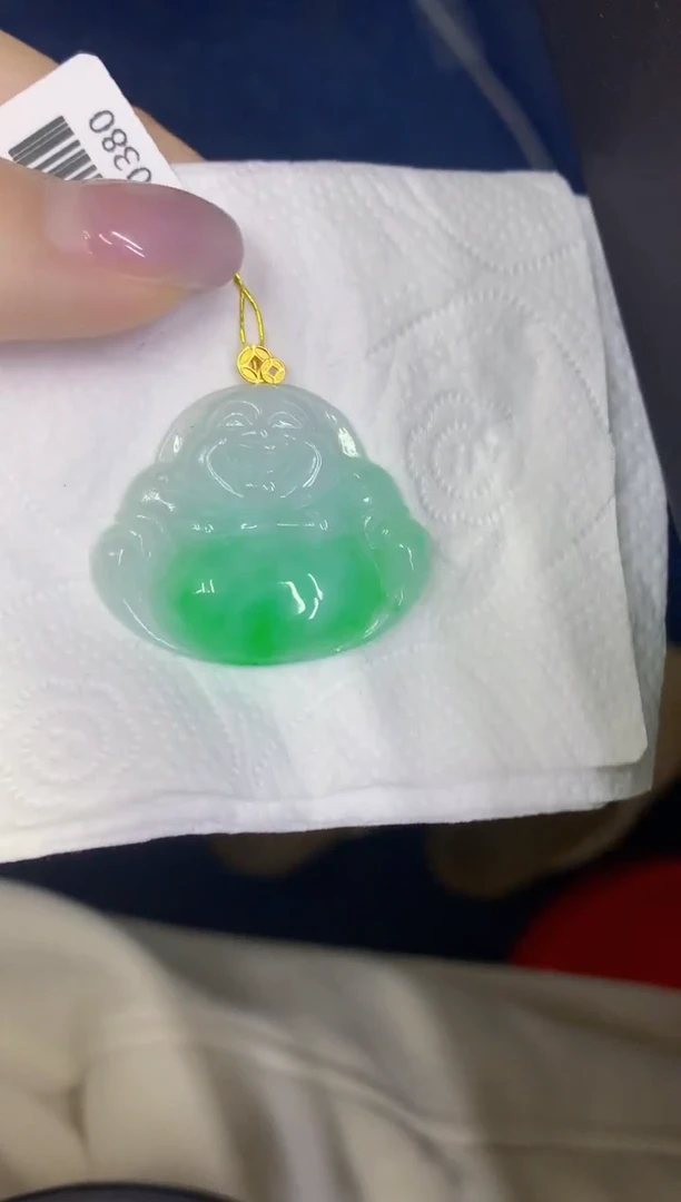 颈饰18K金镶嵌翡翠缅甸天然翡翠A货