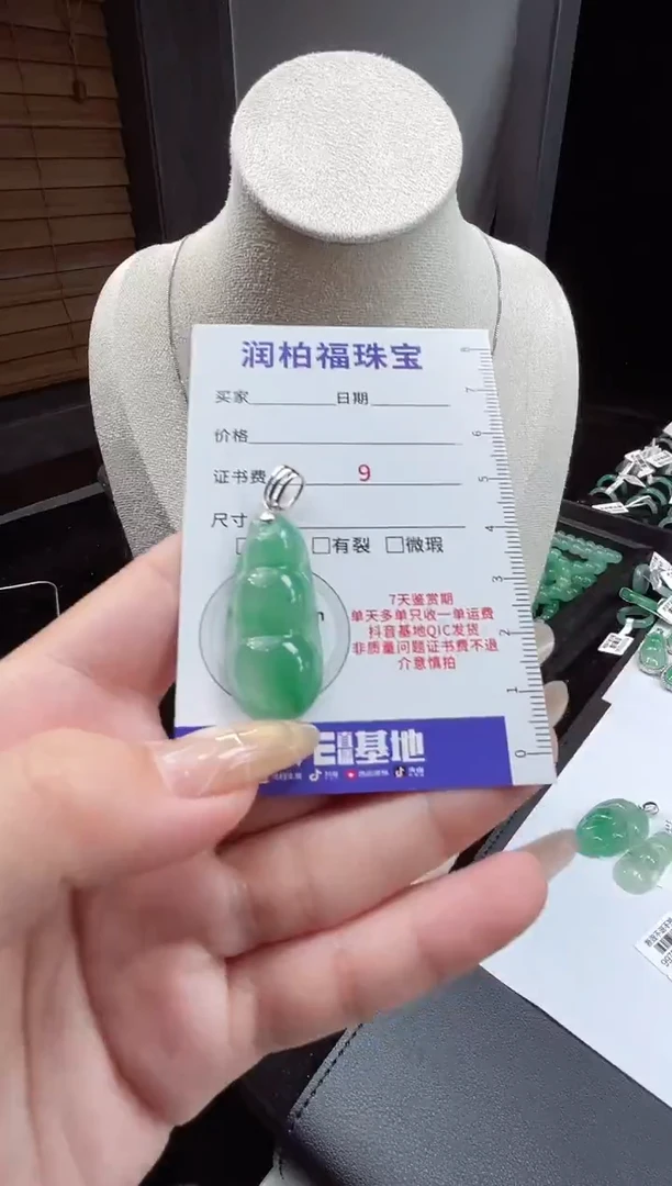 吊坠(不含链)银S925镶嵌石英质玉（非洲翠）24.99豆子