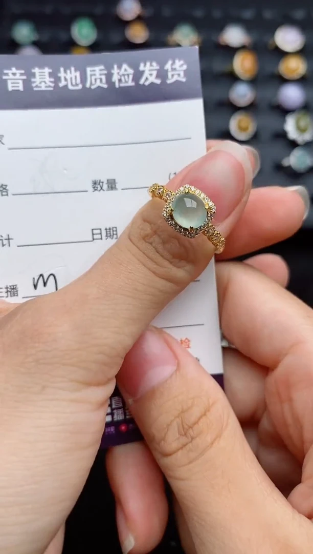 银S925镶嵌戒指翡翠...