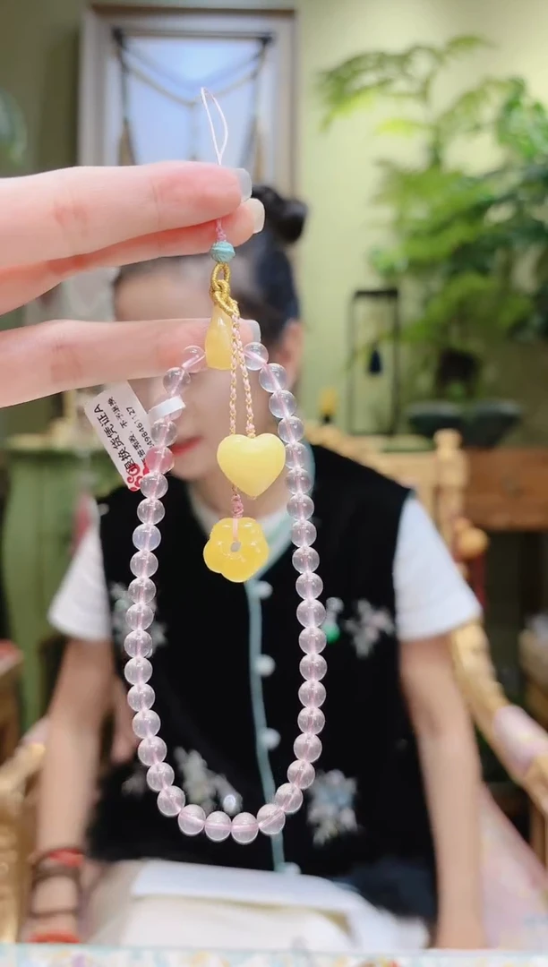 【闪购商品】水晶挂件未镶嵌蜜蜡爱心花粉水晶挂件
