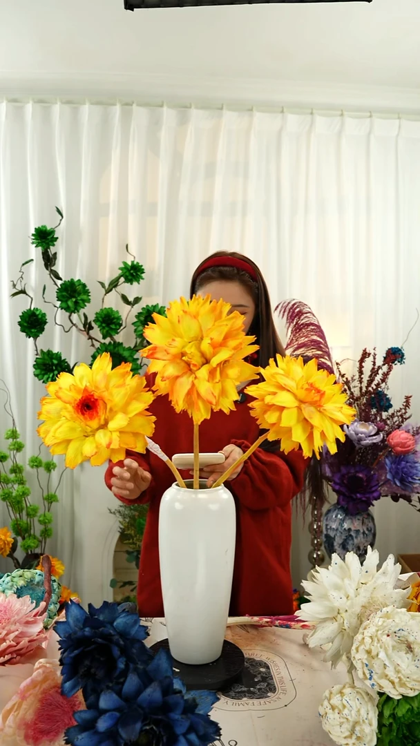 永生花霸王花3个头叶片有伤【烈焰橙】A28