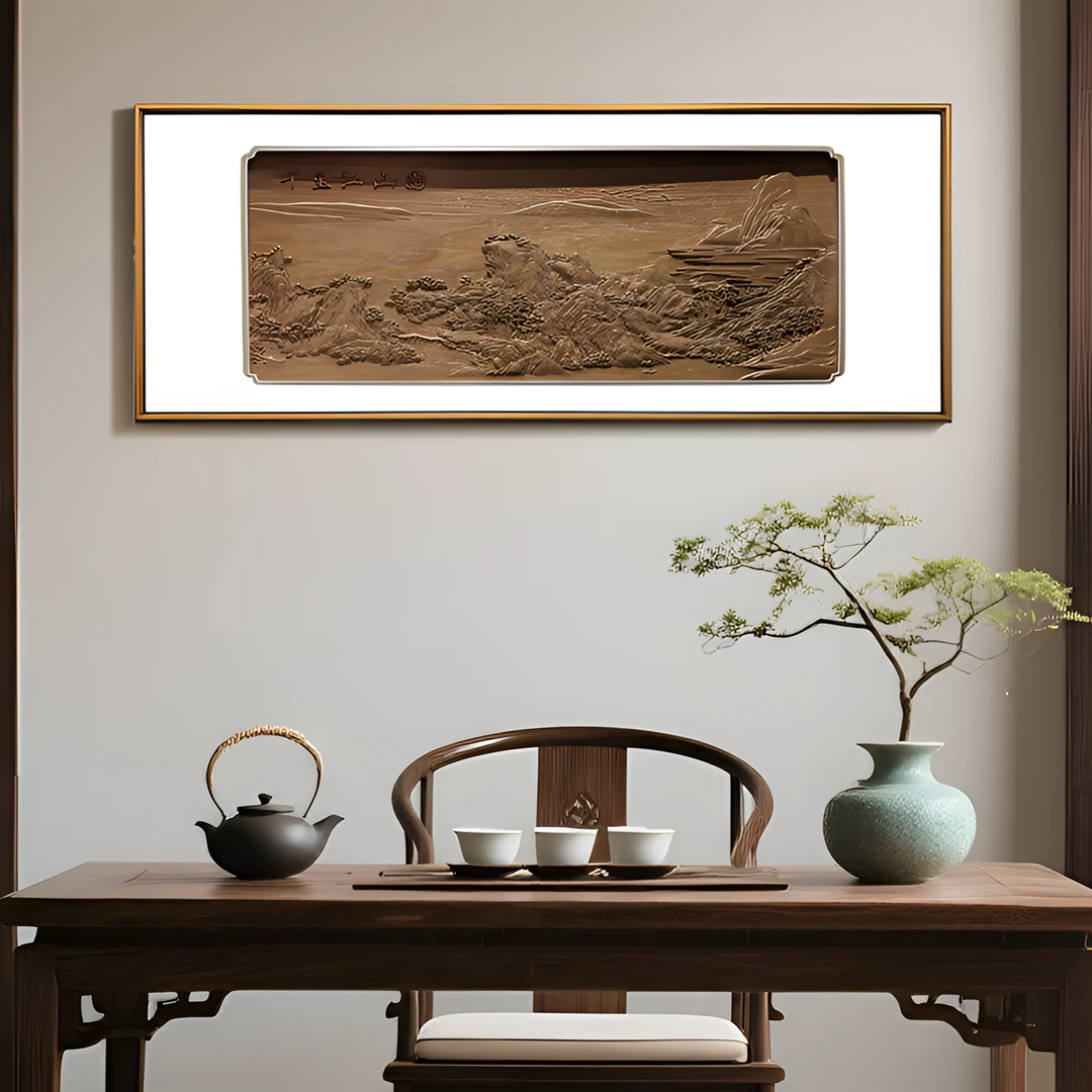 新中式高档客厅挂画千里江山图沙发背景装饰画新中式茶室办公室