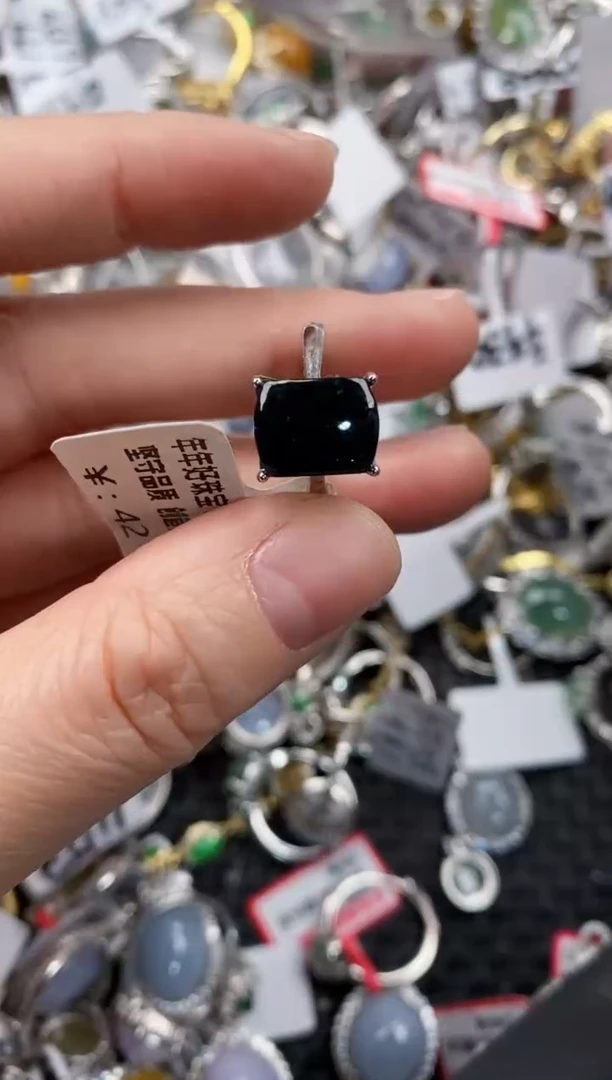 银S925镶嵌戒指翡翠222   10