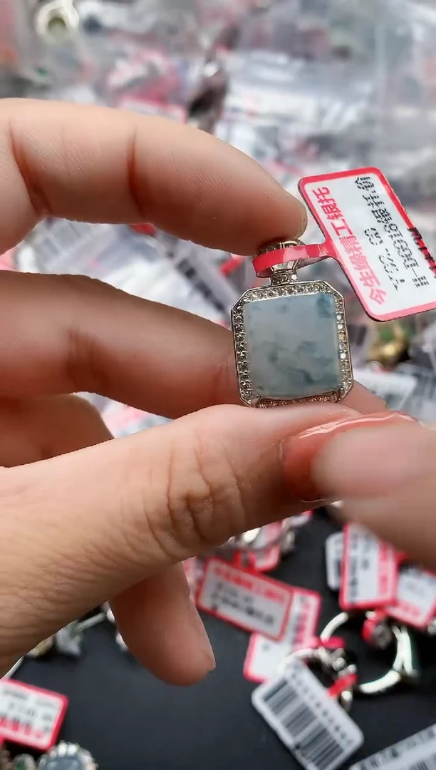 银S925镶嵌戒指翡翠天然A货缅甸翡翠