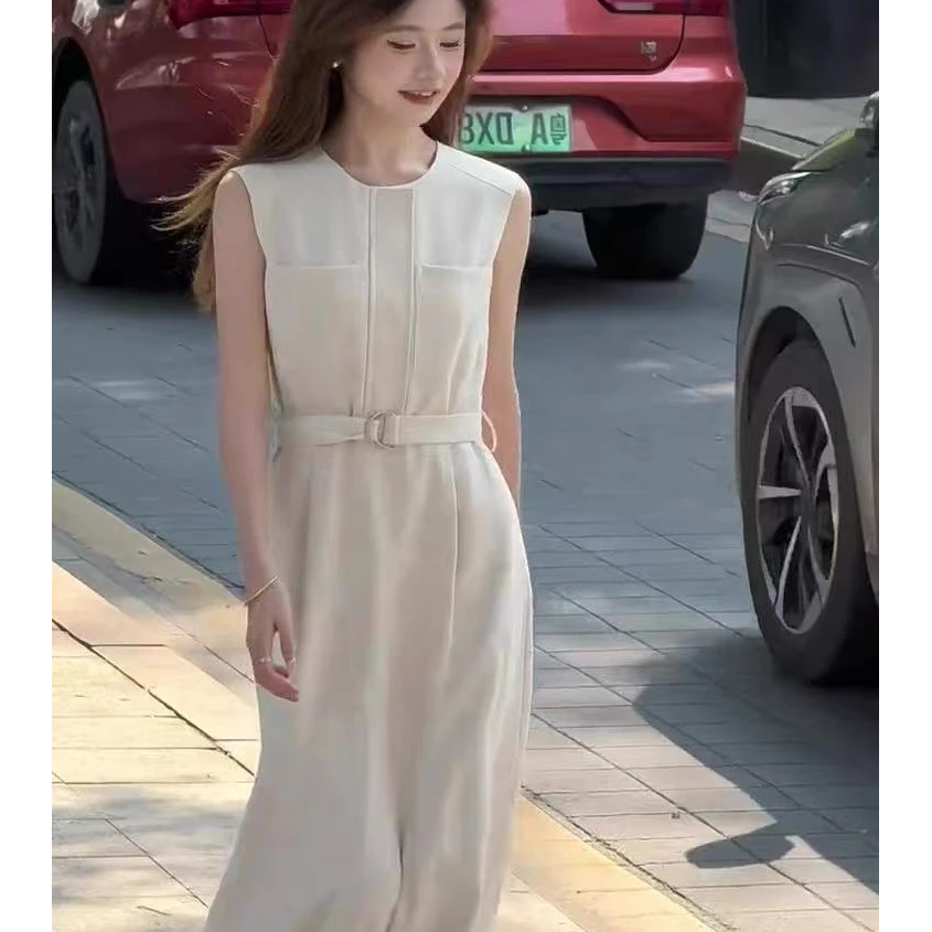 2025夏季新款法式百搭无袖背心连衣裙女时尚显瘦长裙女