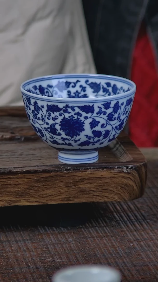 【闪购商品】折葵非器手工手绘满工缠枝鸡心杯