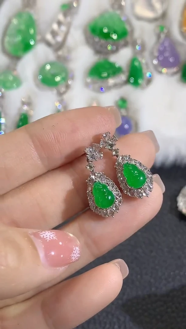 18K金镶嵌翡翠耳饰C21翡翠