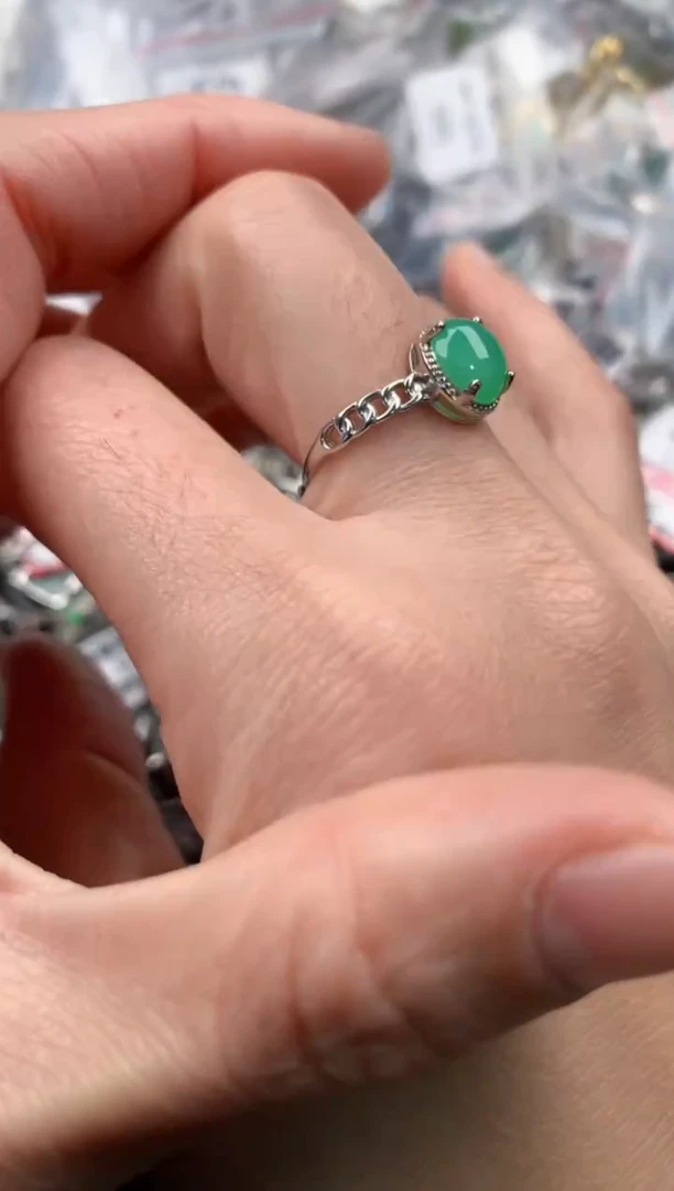 银S925镶嵌戒指翡翠2                              7
