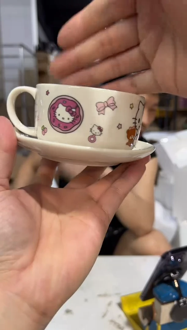 瓷片白色kt猫一杯一碟