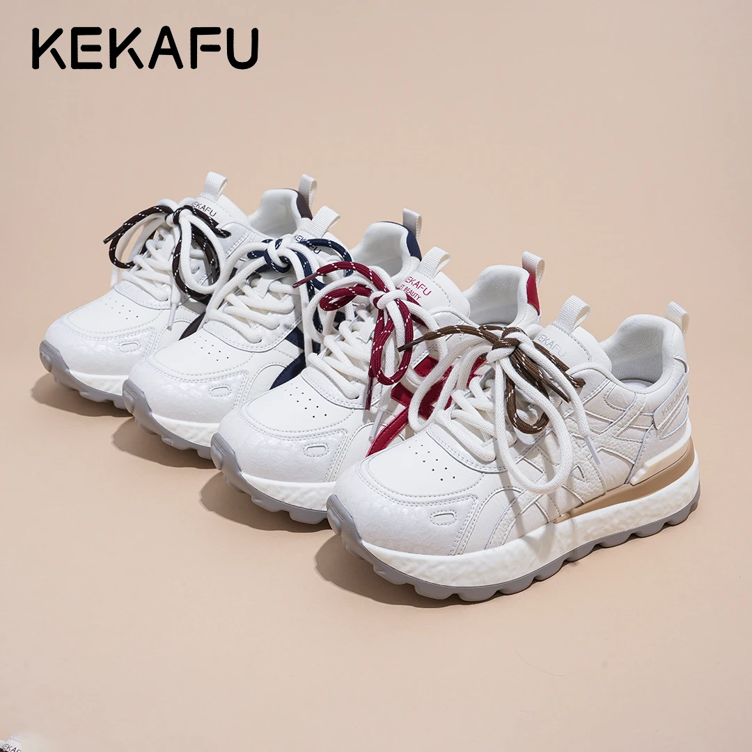 KEKAFU/珂卡芙7公分休闲风夏季透气增高时尚阿甘鞋软底皮面女鞋