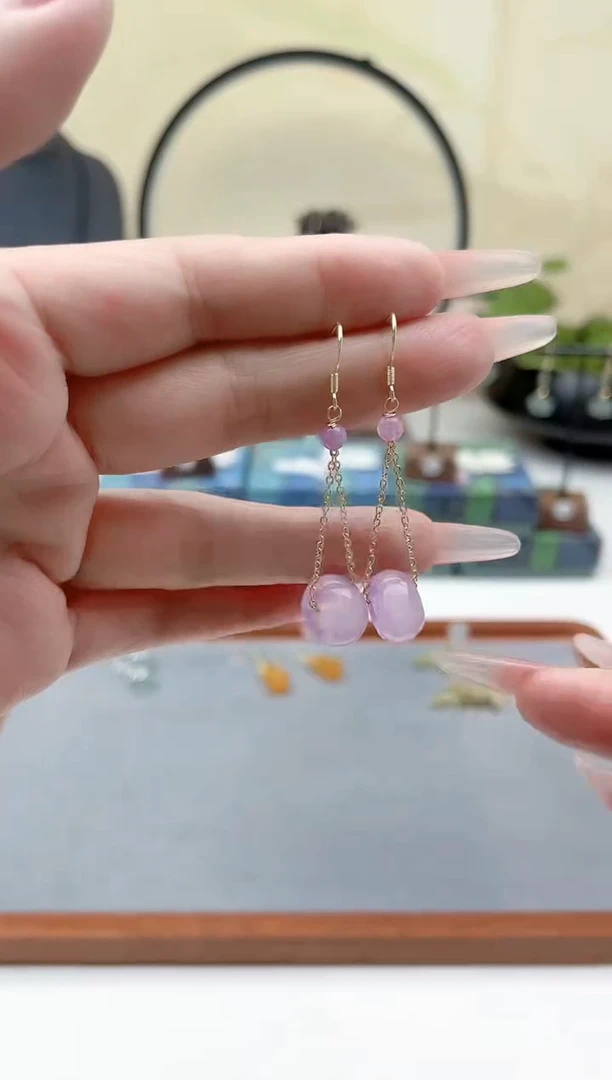 未镶嵌耳饰玛瑙/玉髓00紫色面包扣