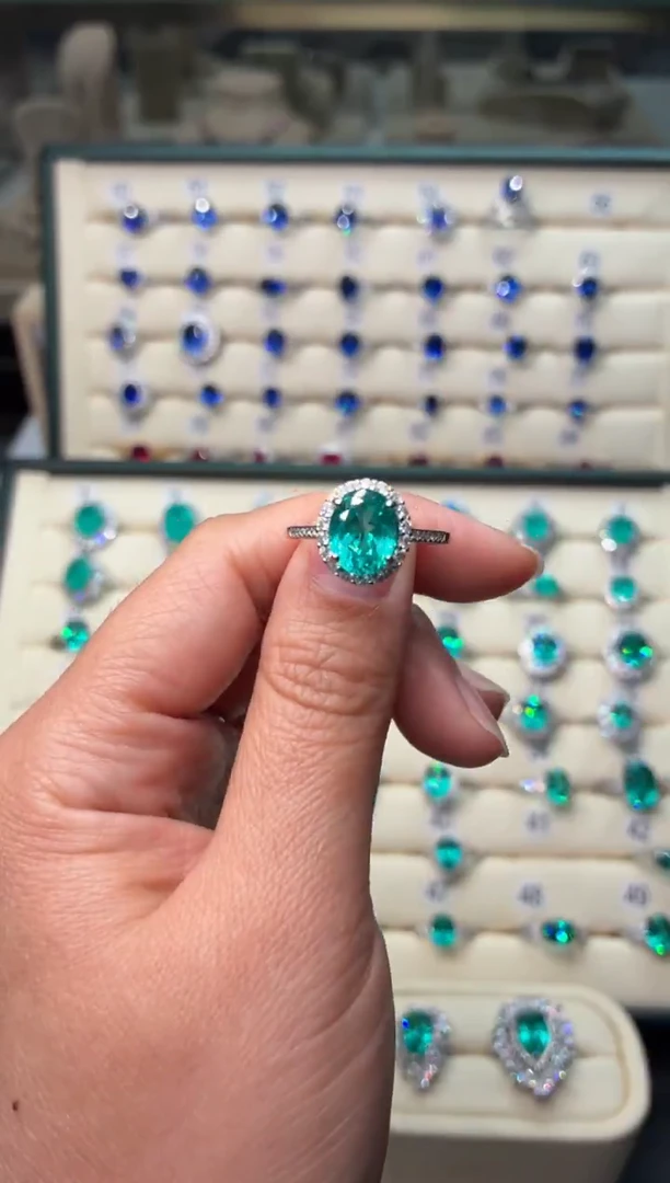 6碧玺（处理） 925银 帕拉伊巴霓虹蓝色系列轻奢女神款式