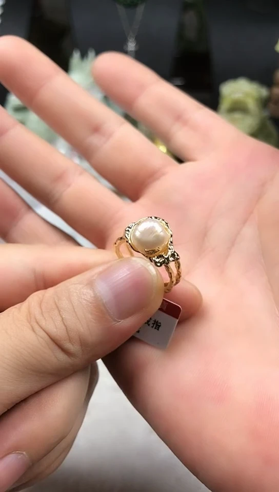 戒指钛钢淡水珍珠戒指