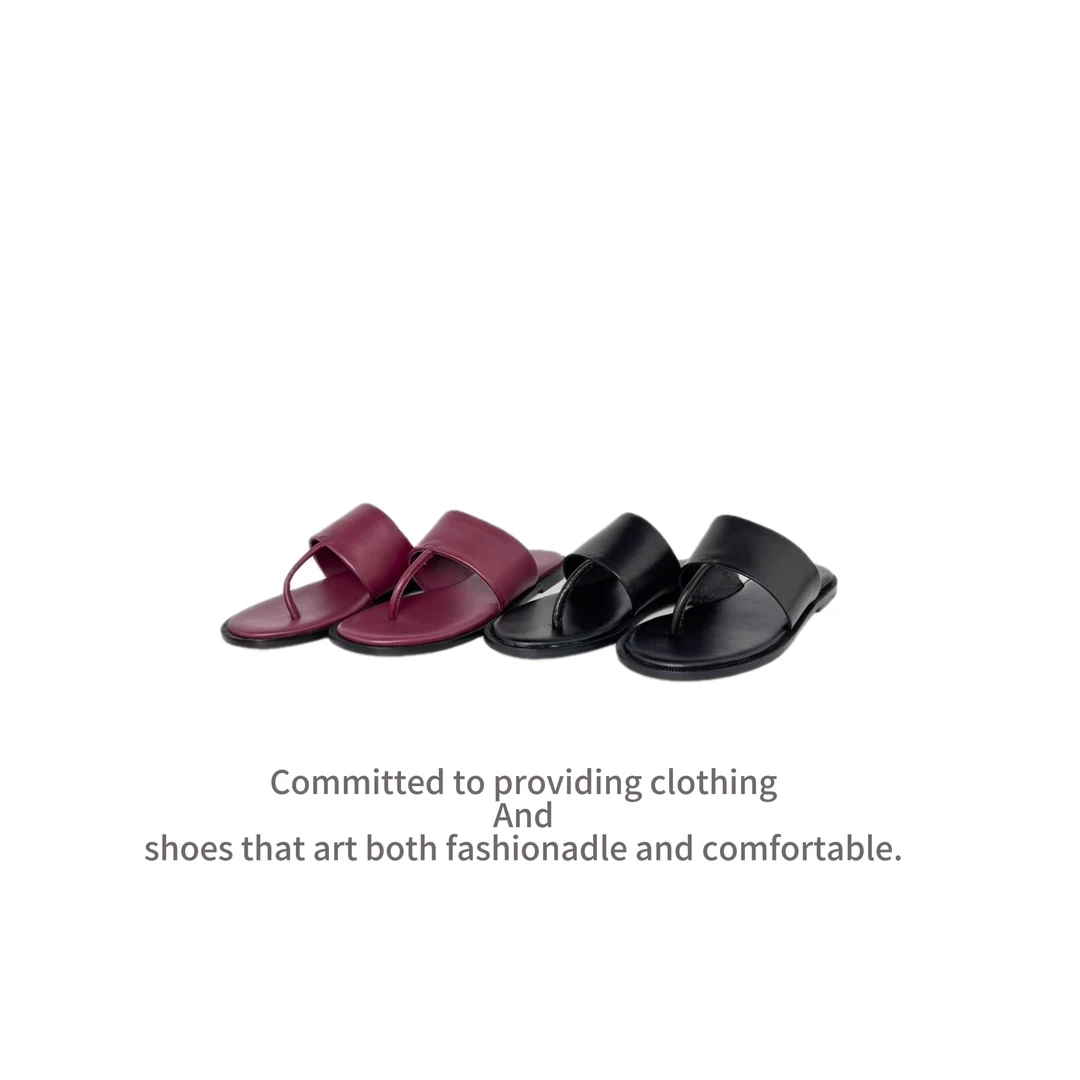 极简主义真皮大底混种羊皮夹脚拖BNW24-85