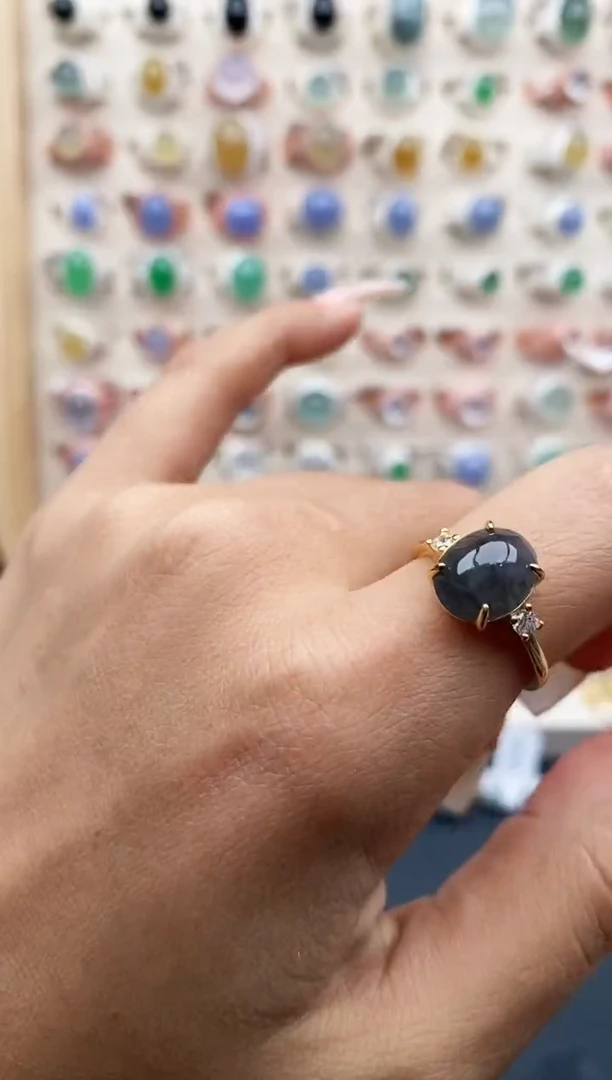 【闪购商品】翡翠戒指银S925镶嵌天然A货翡翠333  2+1