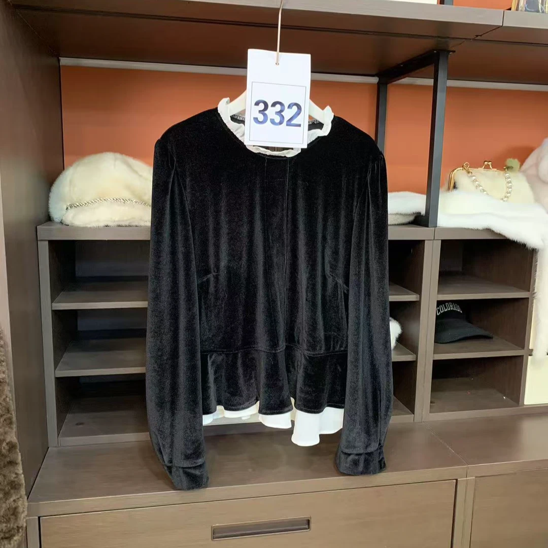 332长袖女装气质休闲上衣春夏女士春季通勤衬衫薄款拼色时尚立领