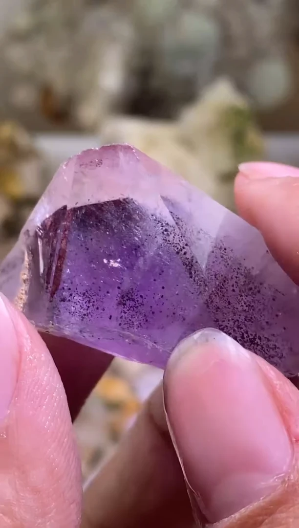 未镶嵌珠宝半成品水晶47号 精品蓝紫花园水晶云母隐山