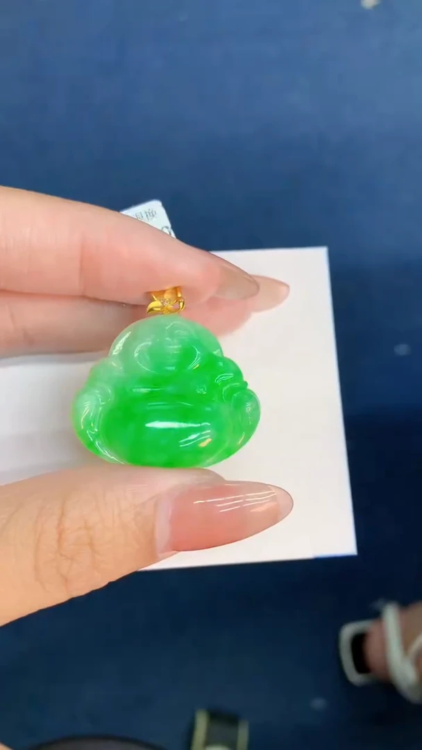 翡翠18K金镶嵌吊坠(不含链)1