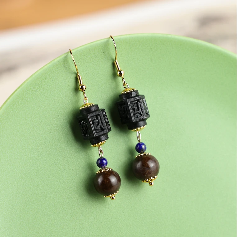 【东阁香方】设计款耳配一对 合香珠非遗（款式三）