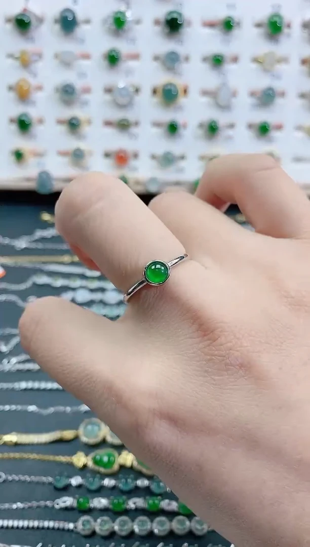 银S925镶嵌戒指翡翠天然翡翠