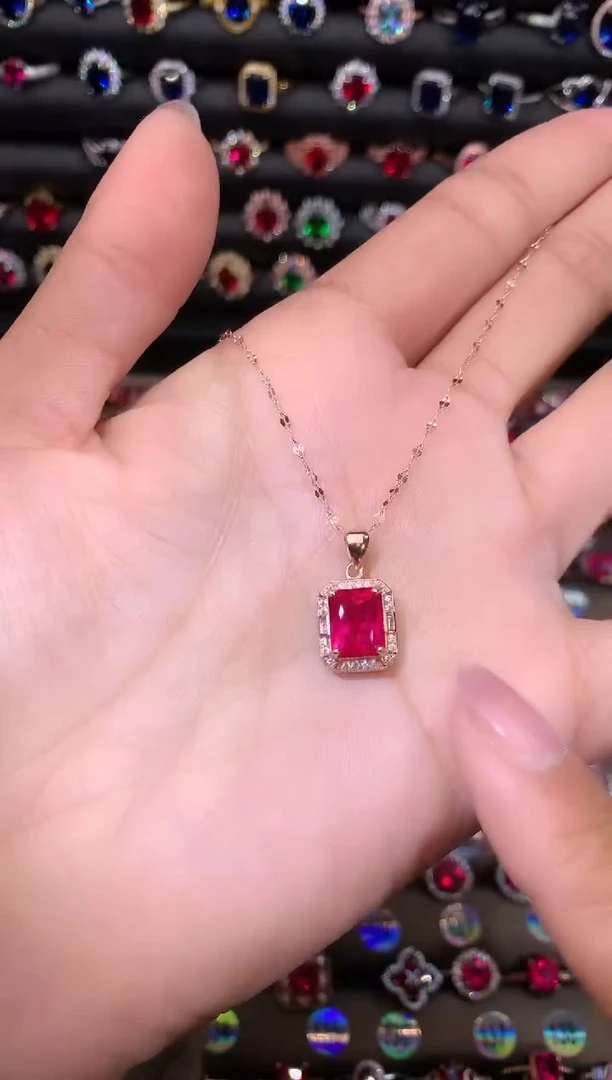 【闪购商品】红宝石吊坠(赠链)银S925镶嵌79