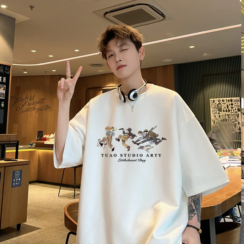 潮牌短袖T恤春夏新款百搭潮男打底上衣美式休闲潮牌潮牌上衣学生