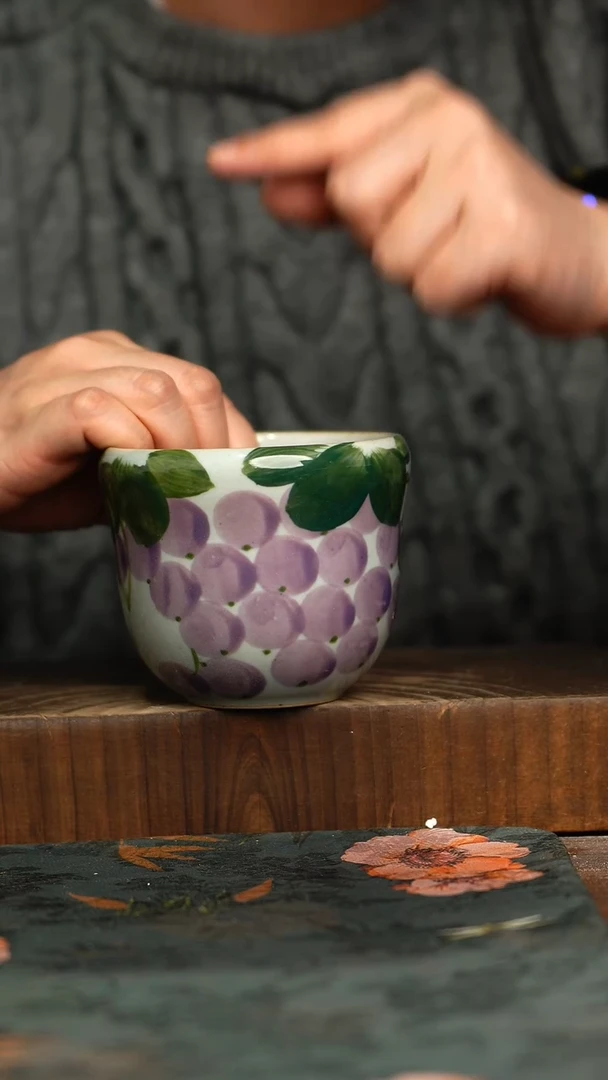 杯釉下彩手工手绘同款陶器