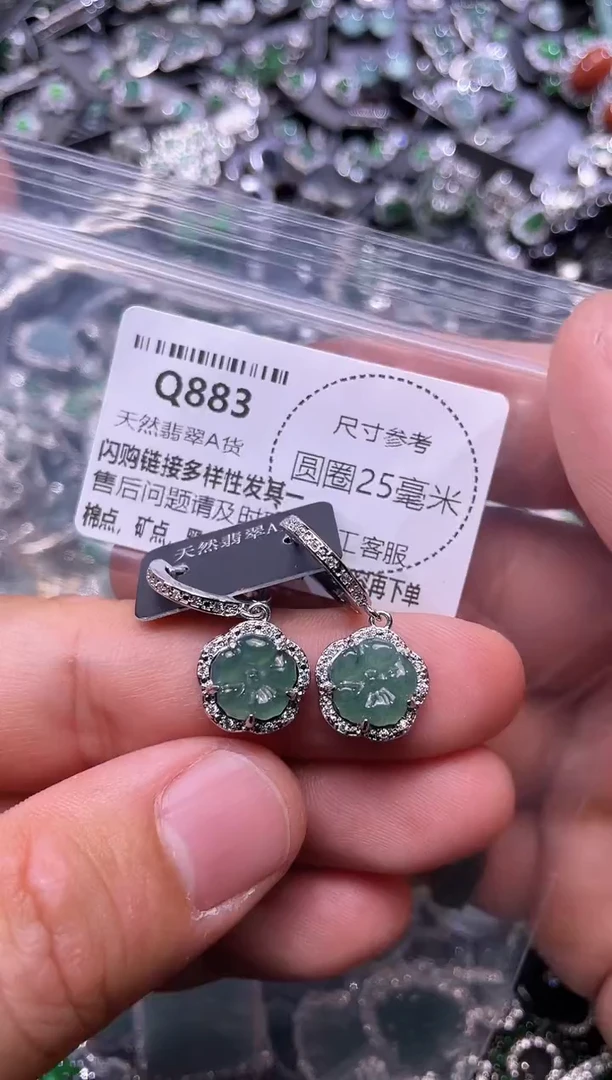 翡翠未镶嵌颈饰Q883耳扣