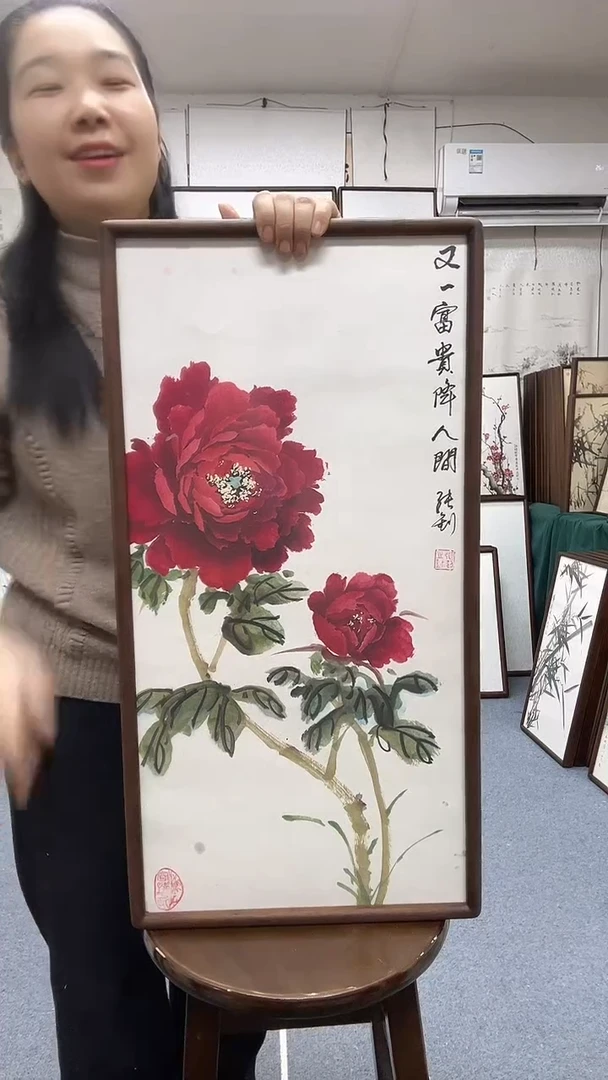 国画尺寸35*68实木画框京东包邮手绘有暇丝