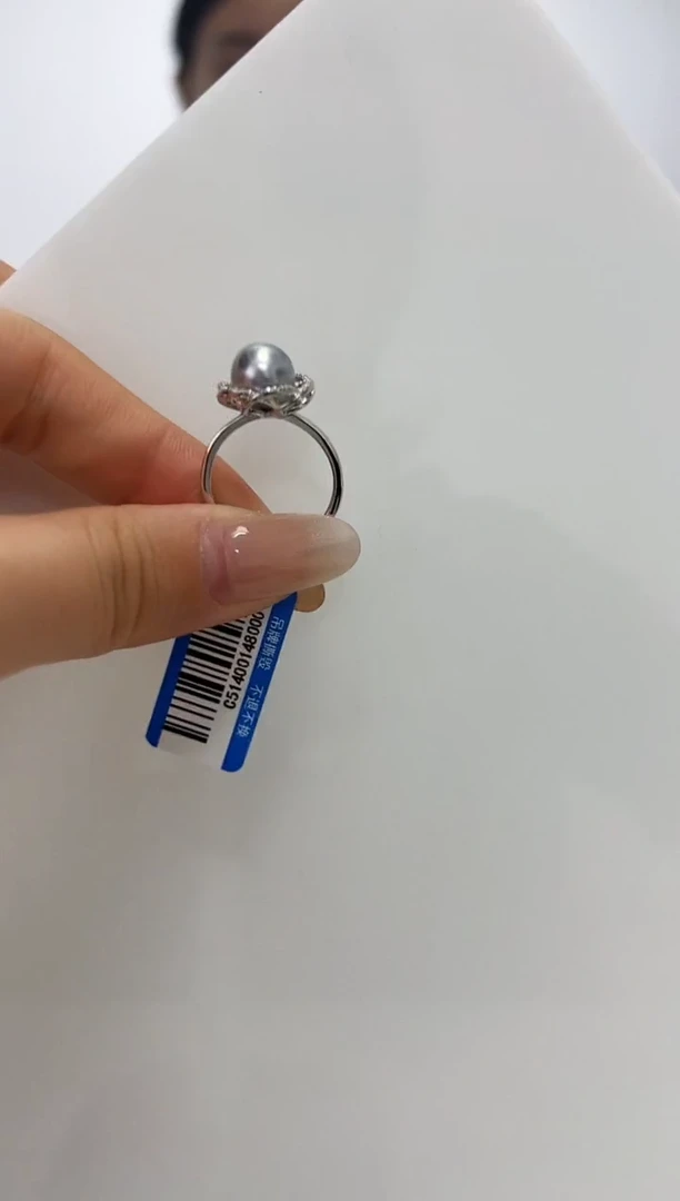 【闪购商品】海水珍珠DA银S925镶嵌c514 灰珠戒指