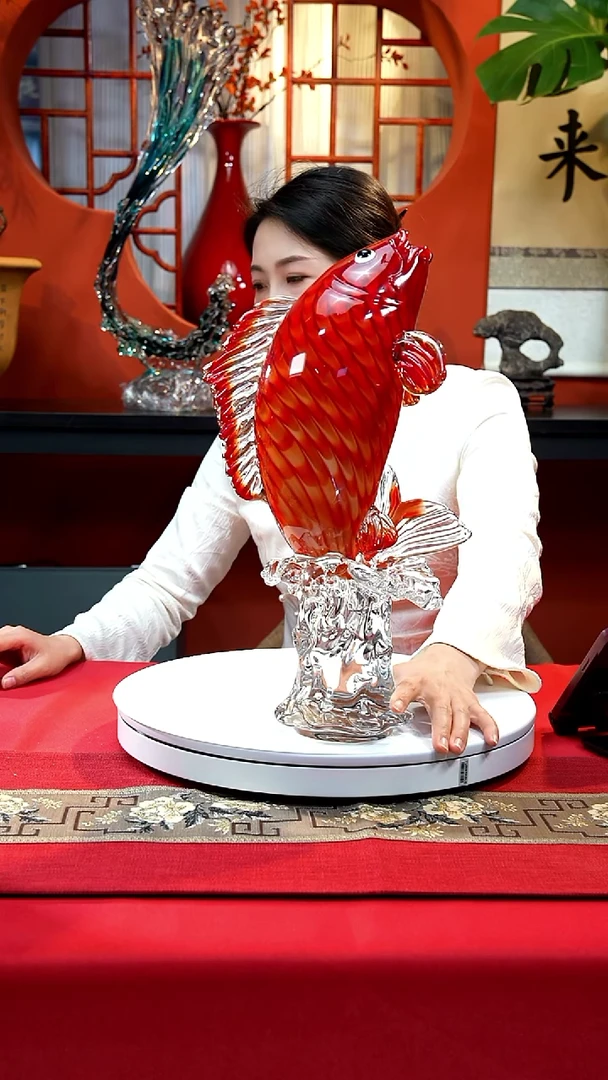 手工艺品琉璃鱼跃龙门