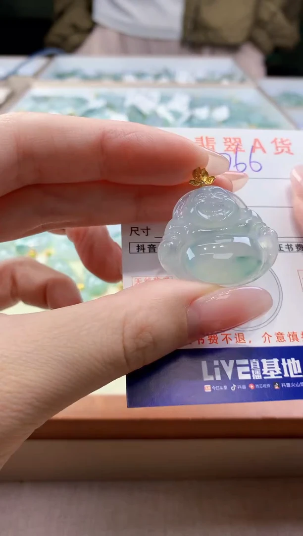 颈饰18K金镶嵌翡翠天然缅甸a货翡翠