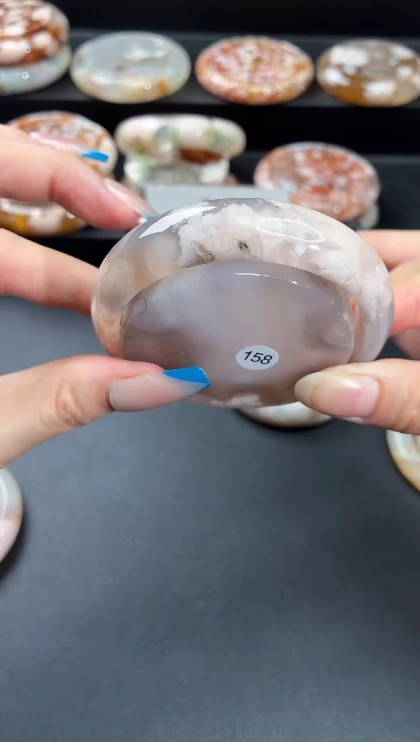 手镯玛瑙/玉髓未镶嵌石英质玉57圈56/57带(赠送镯心)