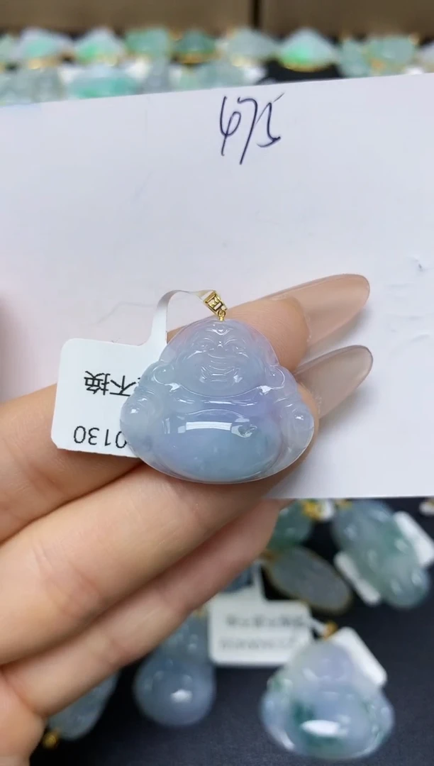 翡翠18K金镶嵌颈饰 天然翡翠A货