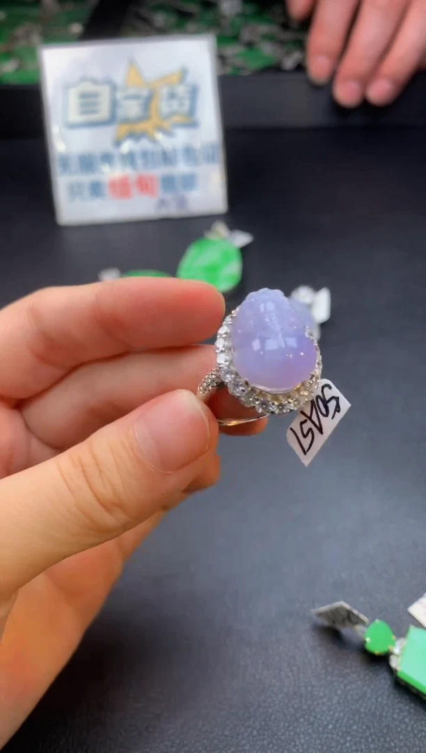 翡翠戒指银S925镶嵌翡翠