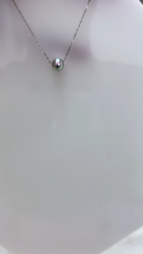 18K金镶嵌DA海水珍珠 灰珠路路通7-7.5MM GD065