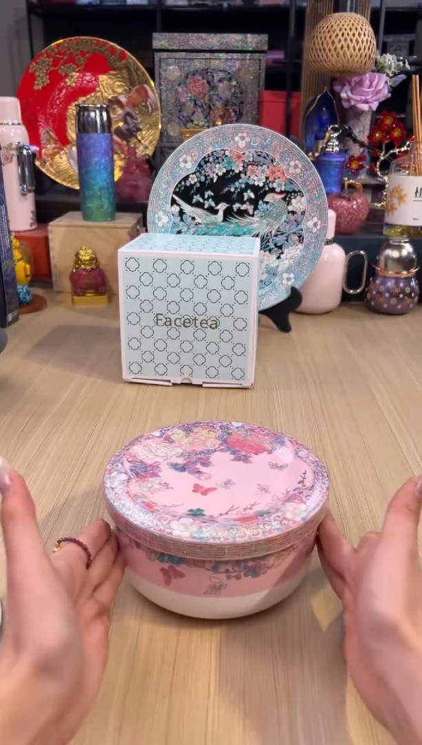 121灵羽和鸣带盖面碗-粉