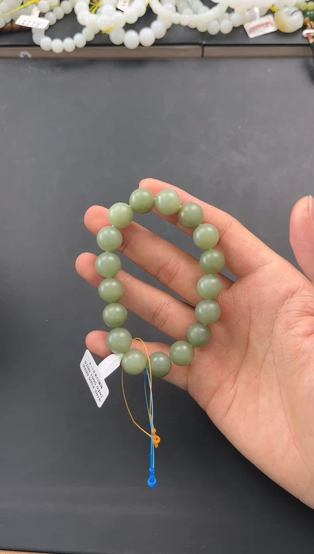 未镶嵌手串和田玉若羌青黄口手串卡12微色差
