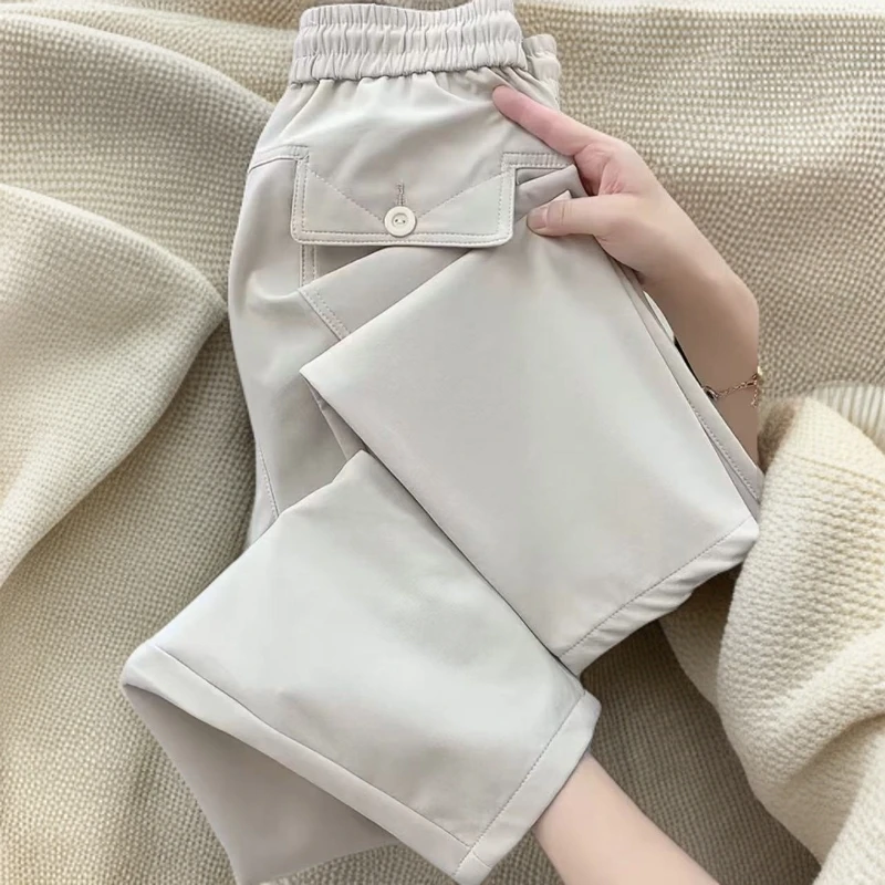 秋冬新款小个子九分哈伦裤女宽松百搭高腰垂感休闲阔腿裤显瘦萝卜