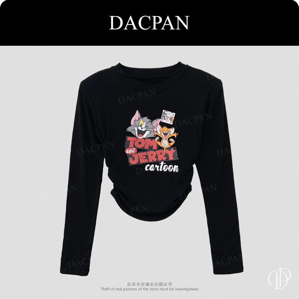 DACPAN-“卡通形象”印花收腰加绒上衣 垫肩可拆2025/盼·PP 6389