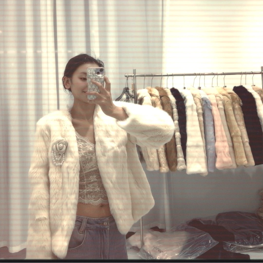 【XSY】HENFEN-V领意式慵懒纯欲御姐风毛毛短外套