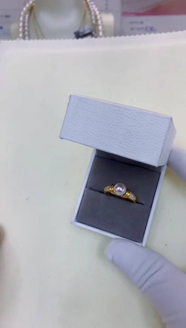银S925镶嵌海水珍珠饰品设计款戒指