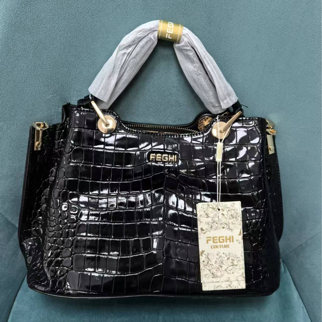 时尚百搭黑色蛇纹单肩包 休闲托特包斜跨 072